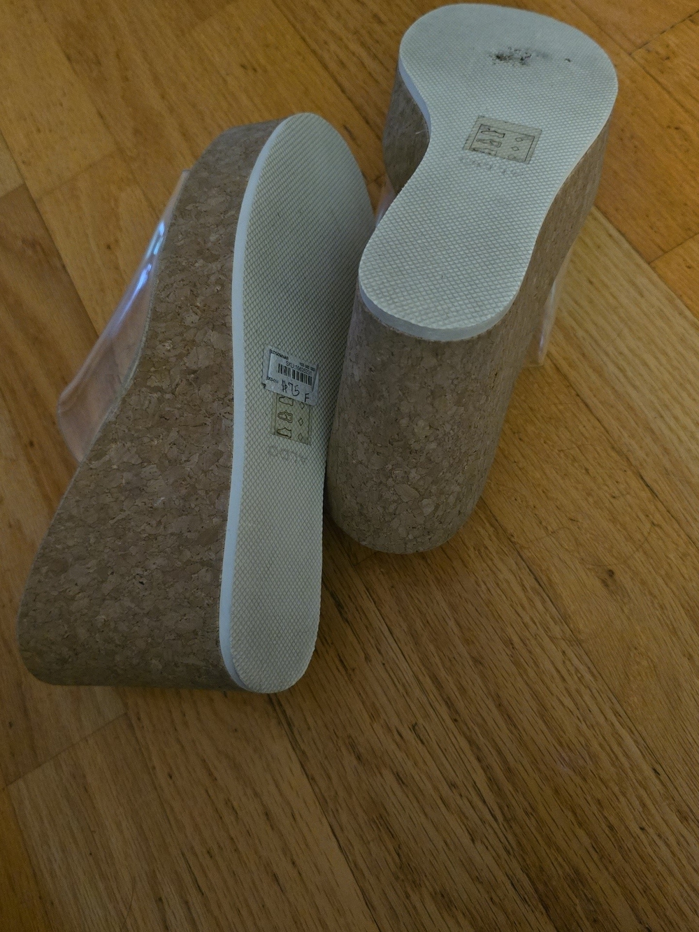 Wedge Platform Sandals in Clear and Natural Cork